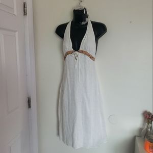 Miguelina Honeymoon boho Linen Halter Dress